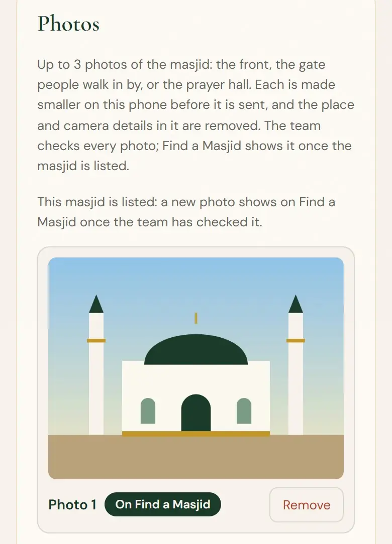 On Find a Masjid