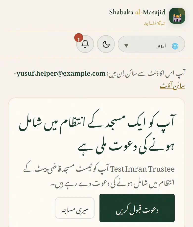 آپ کو ایک مسجد کے انتظام میں شامل ہونے کی دعوت ملی ہے